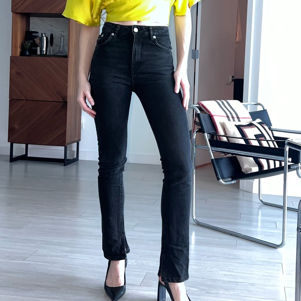 Black straight leg jeans